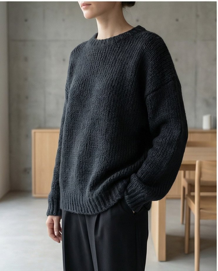 Gri Kadın Bisiklet Yaka Örgü Kazak - Görsel 3