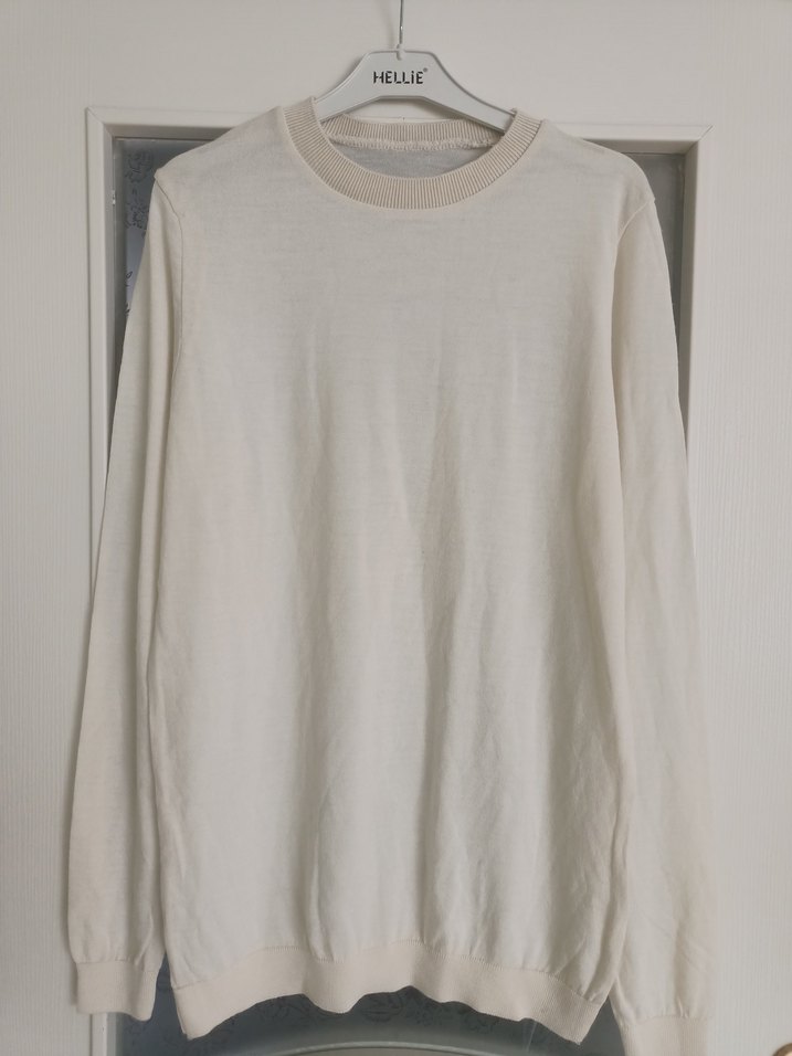 Kadın Beyaz Pamuklu Basic Sweatshirt - Görsel 5