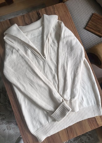 V Yaka Bej Kadın Triko Kazak - Görsel 4