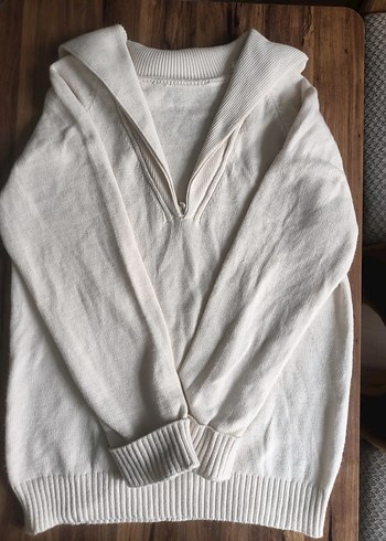 V Yaka Bej Kadın Triko Kazak - Görsel 2