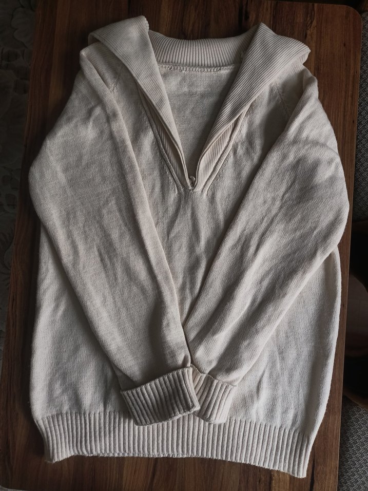 V Yaka Bej Kadın Triko Kazak - Görsel 3