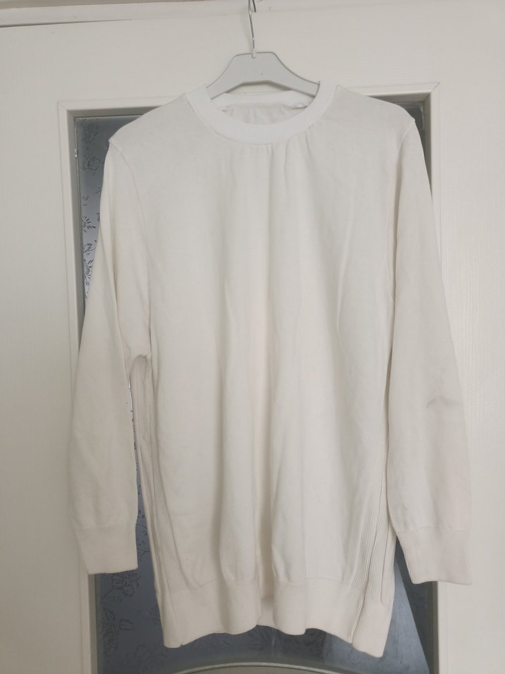 Kadın Beyaz Keten Salaş Triko - Görsel 5