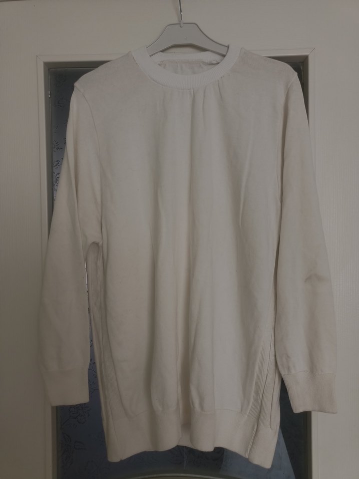 Kadın Beyaz Keten Salaş Triko - Görsel 4