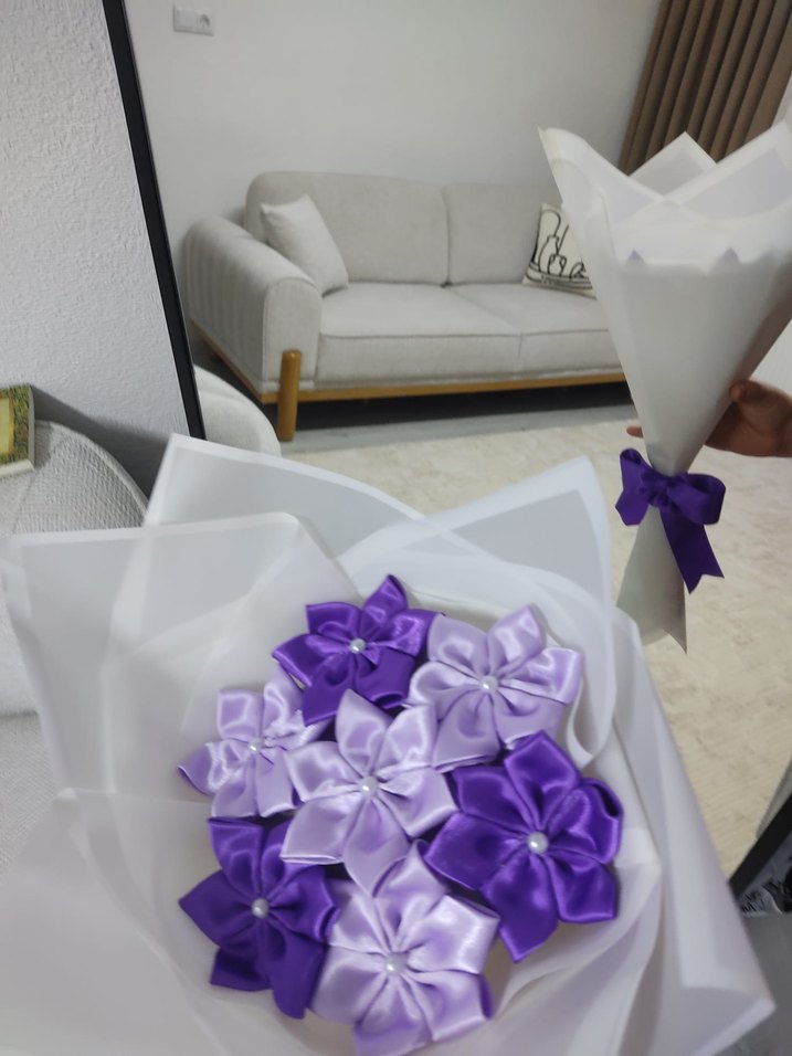 Mor Kurdeleli buket - Görsel 4