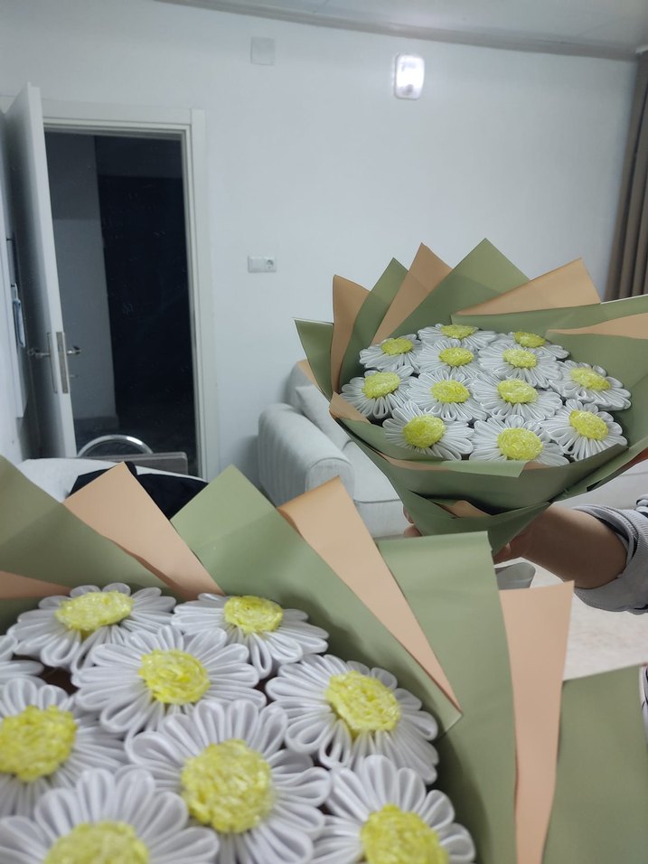 Bohem Tarzda El Yapımı Papatya Buketi - Görsel 5