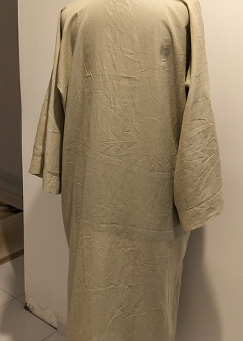 m Beden Taş renginde Uzun Keten Kadın Kimono