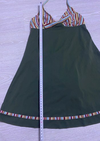 Çizgili Üstü Bağlamalı Plaj Elbisesi - Görsel 3