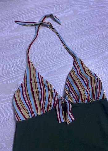 Çizgili Üstü Bağlamalı Plaj Elbisesi - Görsel 2