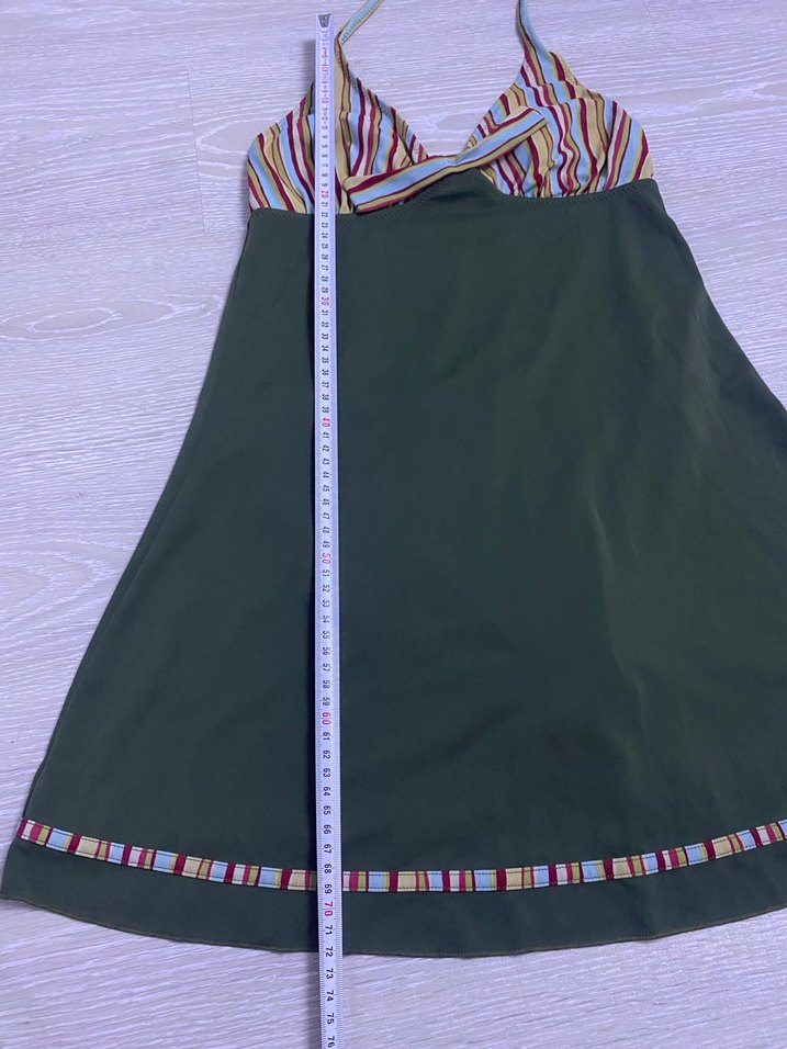 Çizgili Üstü Bağlamalı Plaj Elbisesi - Görsel 3