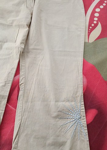 Collezione Nakışlı Bej Kadın Salaş Midi Kumaş Pantolon