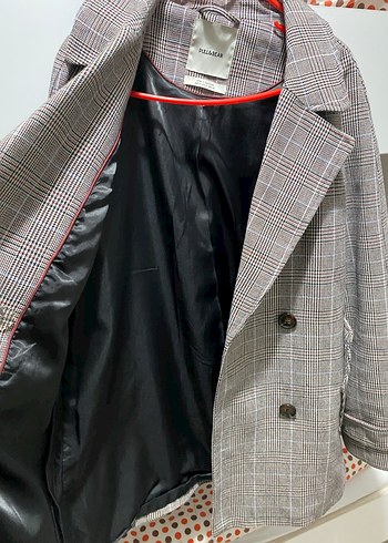 Kadın Ekoseli Kahverengi Midi ceket - Görsel 3