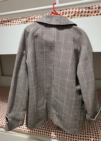 Kadın Ekoseli Kahverengi Midi ceket - Görsel 4