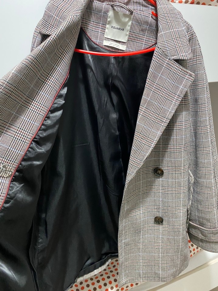 Kadın Ekoseli Kahverengi Midi ceket - Görsel 3