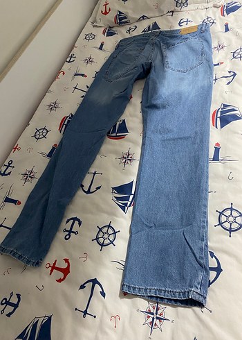 Düğmeli Mavi Erkek Denim Pantolon - Görsel 5