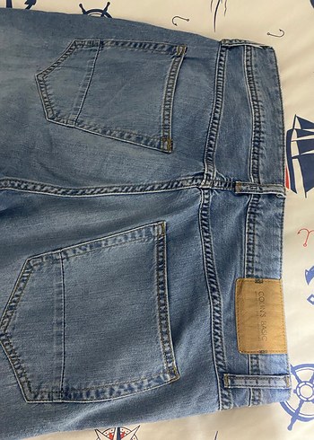 Düğmeli Mavi Erkek Denim Pantolon - Görsel 2