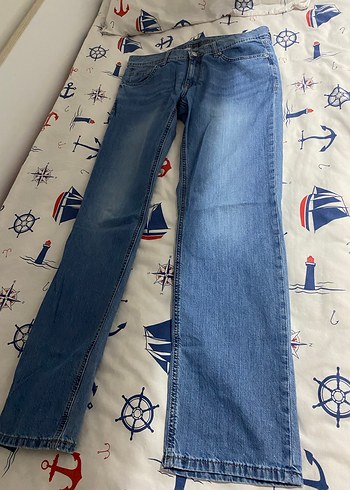 Düğmeli Mavi Erkek Denim Pantolon - Görsel 4