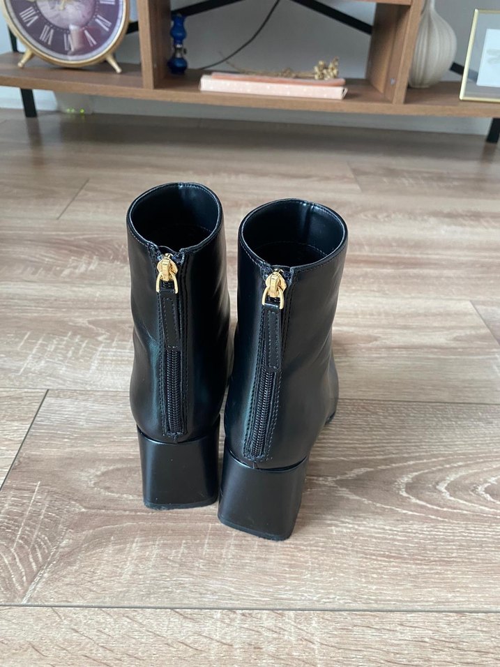 Siyah Deri Stiletto Topuklu Kadın Bot - Görsel 4