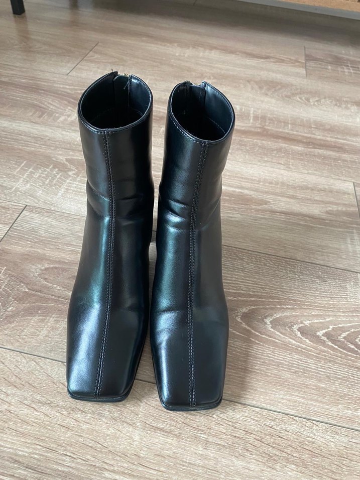 Siyah Deri Stiletto Topuklu Kadın Bot - Görsel 2