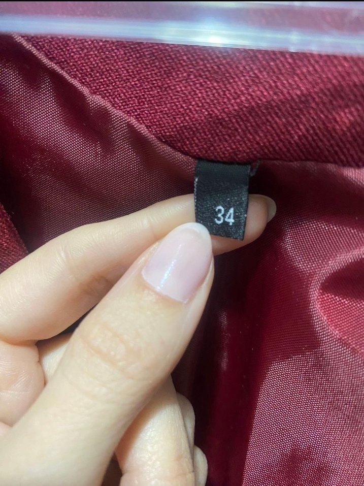 Bordo Kadın Midi Ceket, Düğmeli, Strappy Kol - Görsel 3