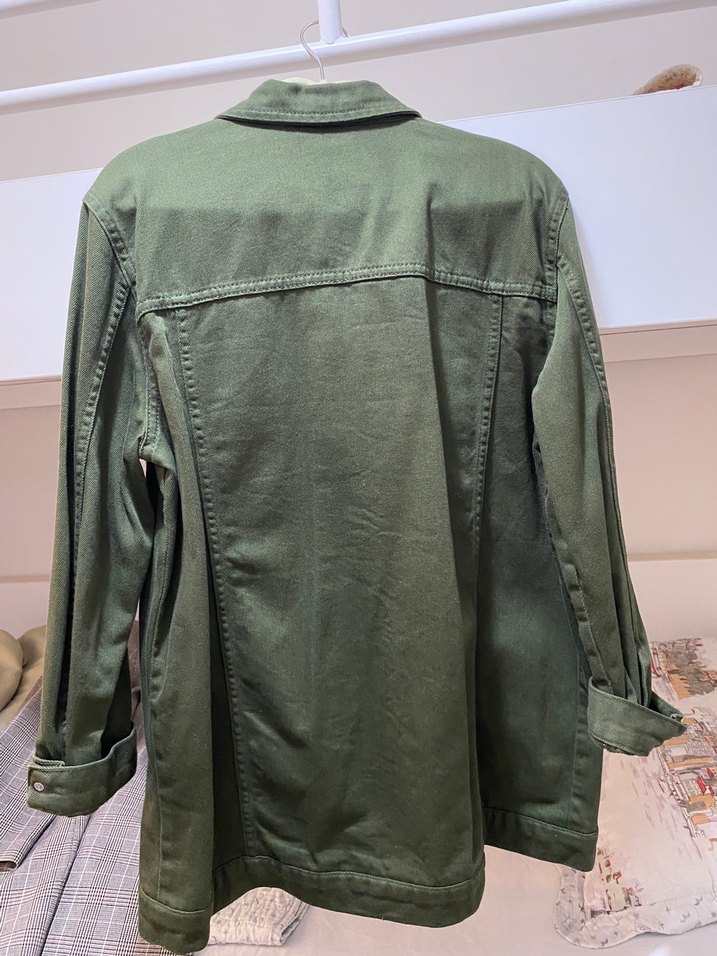 Düğmeli Kadın Haki Midi Ceket - Görsel 4