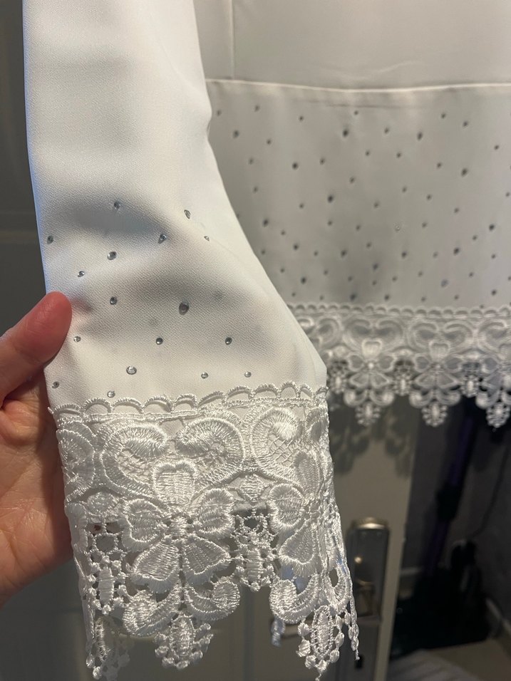 Dantel Detaylı Beyaz Kadın Bluz - Görsel 4