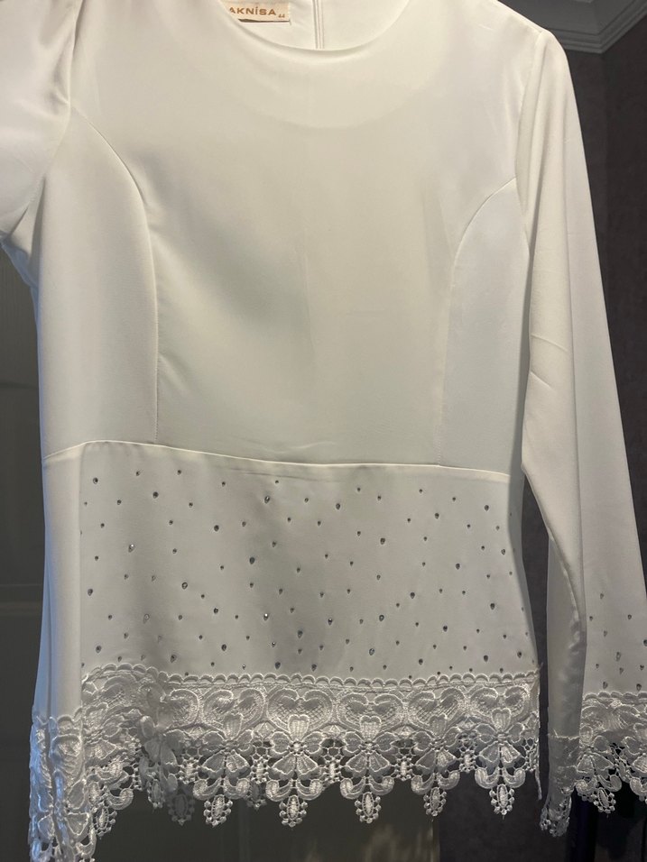Dantel Detaylı Beyaz Kadın Bluz - Görsel 2