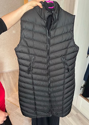 Kadın Gri Kapitone Fermuarlı Yelek - Görsel 2