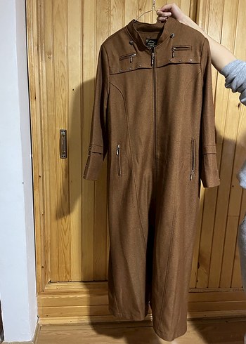 Kadın Kahverengi Süet Fermuarlı Midi Kaban - Görsel 2