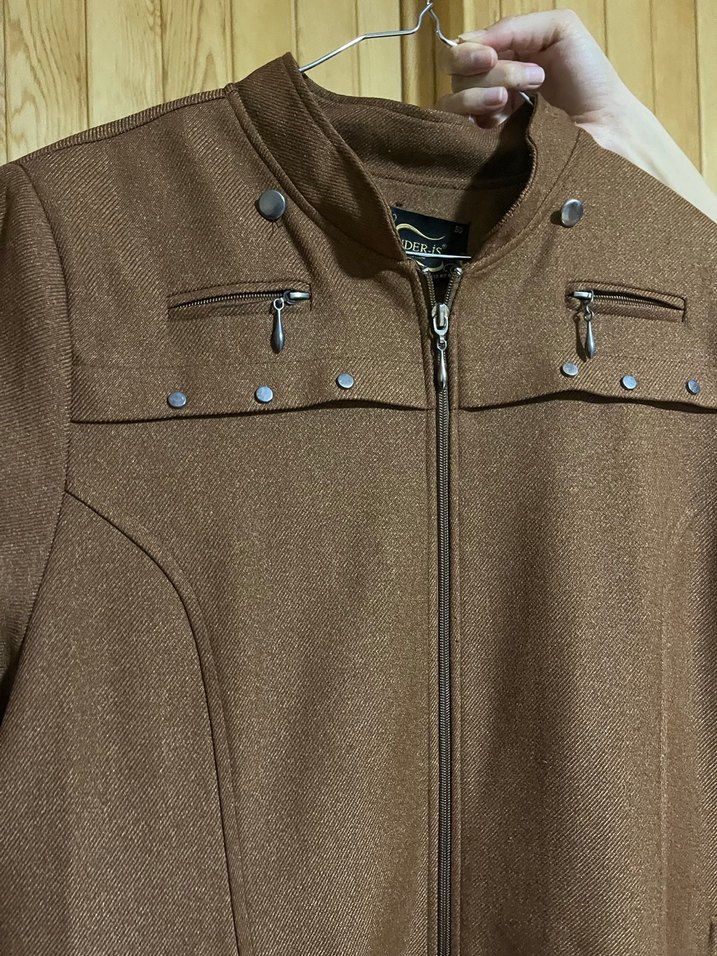 Kadın Kahverengi Süet Fermuarlı Midi Kaban - Görsel 4