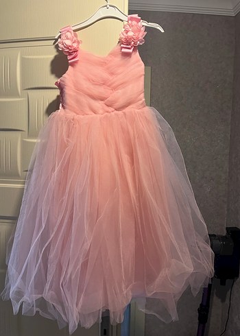 Pembe Fırfırlı Straplez Kız Elbisesi - Görsel 5