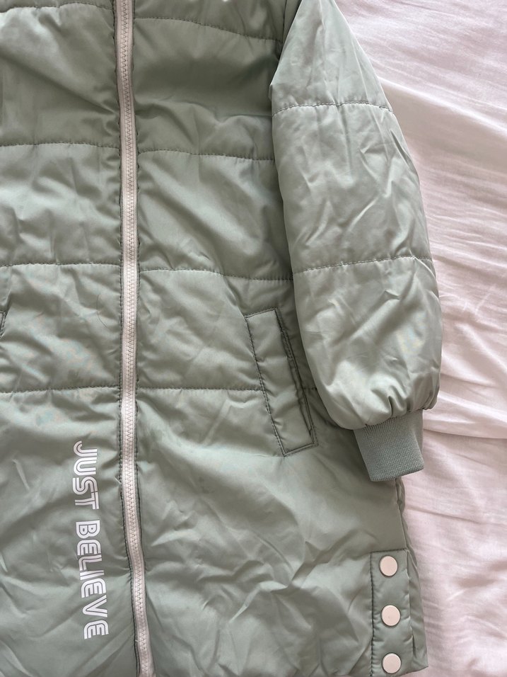 Kız Çocuk Gri Kapüşonlu Fermuarlı Mont - Görsel 3