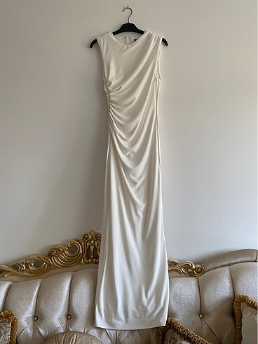 Zara drape detaylı midi elbise