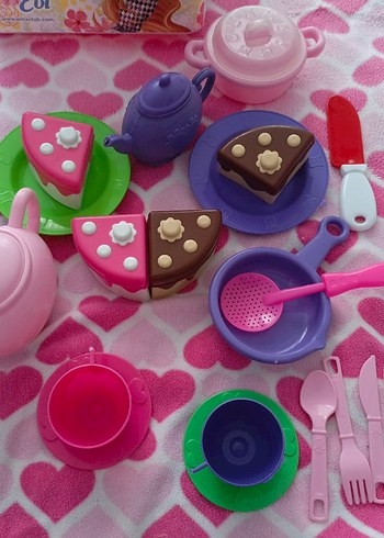 Beden Winx club pasta evi Renkli Oyuncak Çay Seti ve Pasta Dilimleri