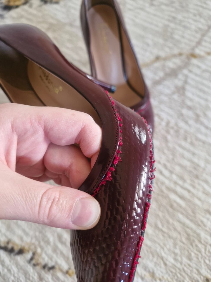 Bordo Yılan Derisi Desenli Stiletto - Görsel 4