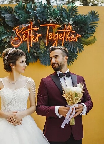 36 38 beden uyumlu arkası ipli özel dikim gelinlik - Görsel 6