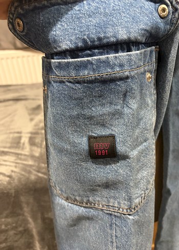 40 Beden mavi Renk Kadın Mavi Bol Kesim kargo pantolon