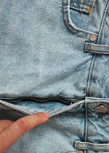 40 Beden mavi Renk Gevşek Kesim Mini Denim Şort