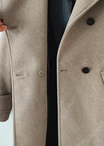 Mango yün karışımlı Bej Kadın Kaban - Görsel 10