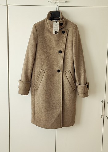 Mango yün karışımlı Bej Kadın Kaban - Görsel 2