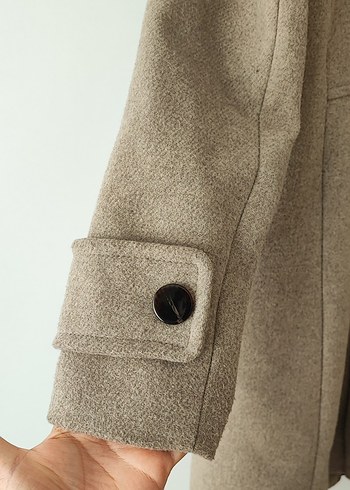Mango yün karışımlı Bej Kadın Kaban - Görsel 4