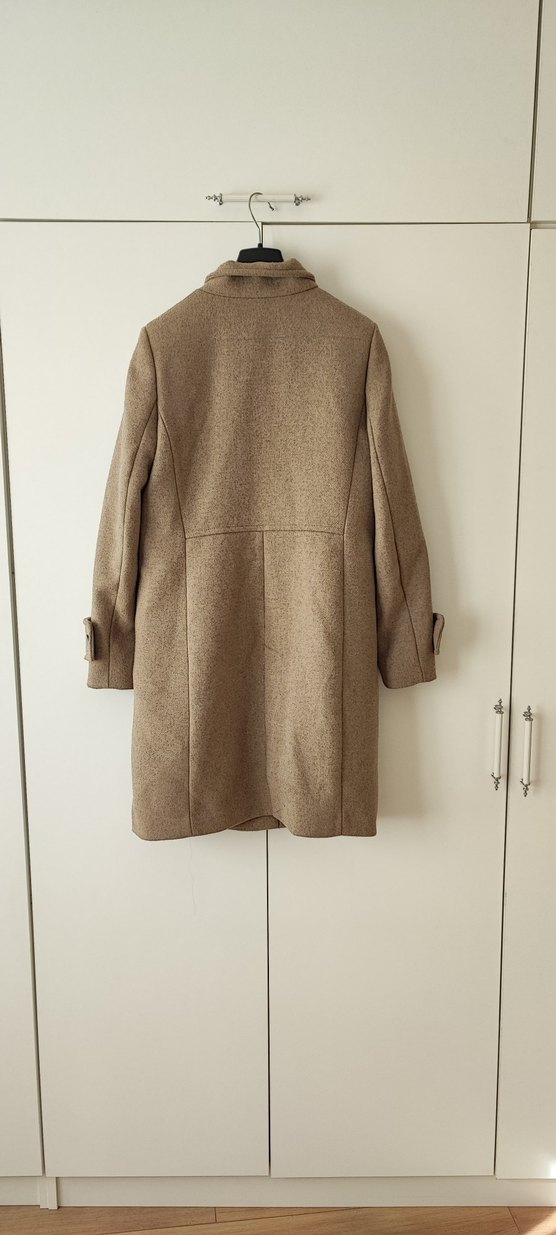 Mango yün karışımlı Bej Kadın Kaban - Görsel 3