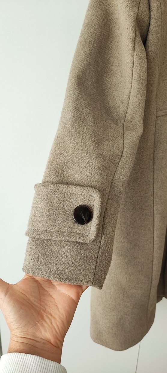Mango yün karışımlı Bej Kadın Kaban - Görsel 4