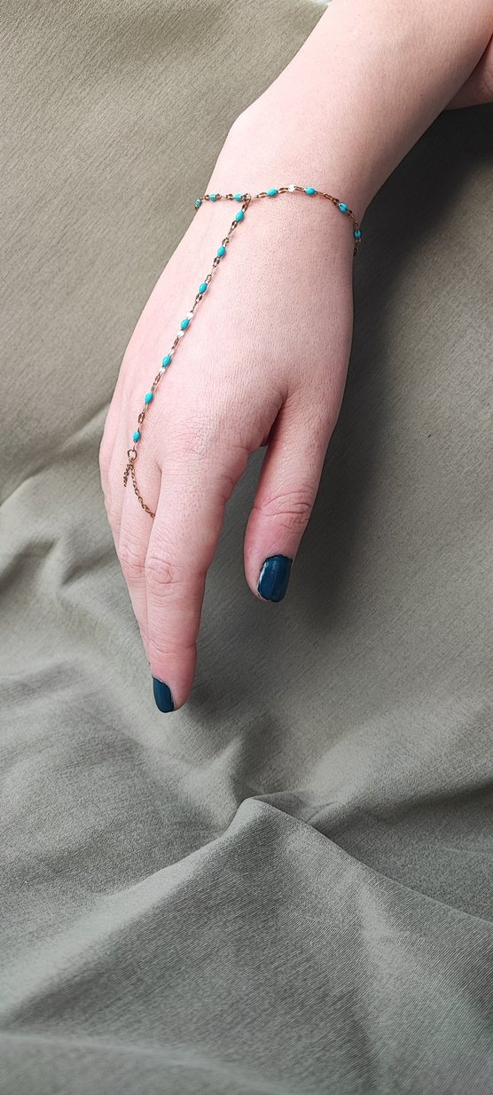 Çelik Turkuaz Bohem El Zinciri - Görsel 2