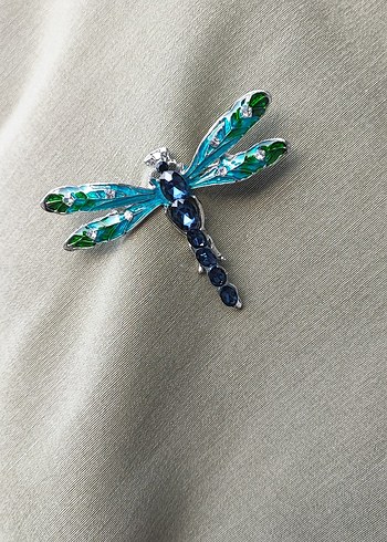 Turkuaz Payetli Yusufçuk Broş - Görsel 3