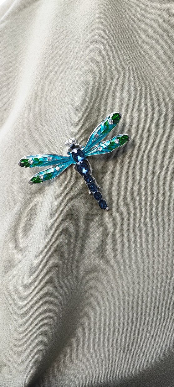 Turkuaz Payetli Yusufçuk Broş - Görsel 3