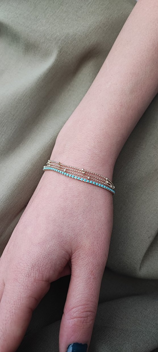 Çelik Turkuaz Boncuklu Minimalist Kadın Bileklik - Görsel 4