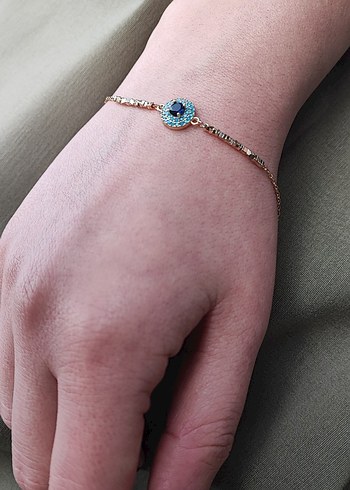 Çelik Boncuk İşlemeli Turkuaz Kadın Bileklik - Görsel 6