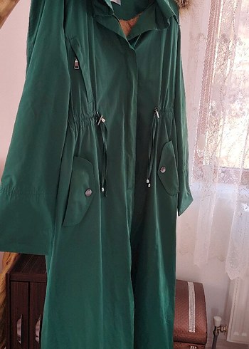 Kadın Yeşil Uzun Parka Mihrinisa - Görsel 2