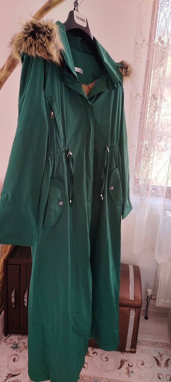 Kadın Yeşil Uzun Parka Mihrinisa - Görsel 2