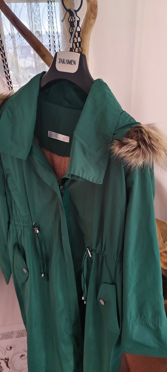 Kadın Yeşil Uzun Parka Mihrinisa - Görsel 3